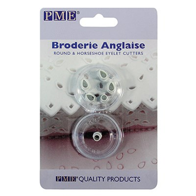 Broderie Anglaise round and 5 horseshoe 2 cutter eyelet set