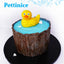 example of cake with blue water and yellow duck
