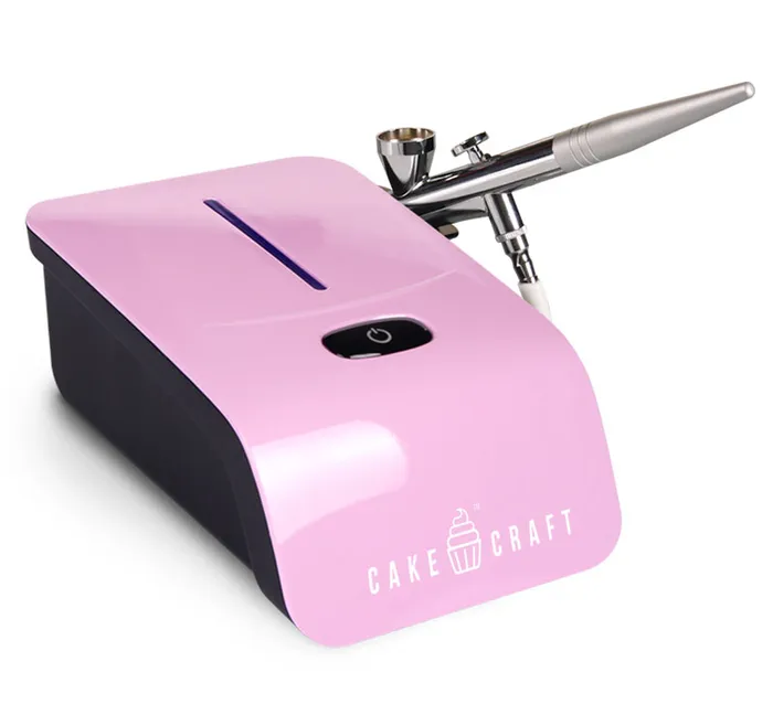 Pink airbrush compressor with gun by Cake Craft