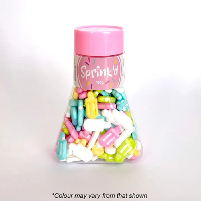 Popsicle shape coloured rainbow sprinkles 100g