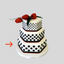 A three tier polka dot cake. Made using a FMM press ice polka tool for fondant icing