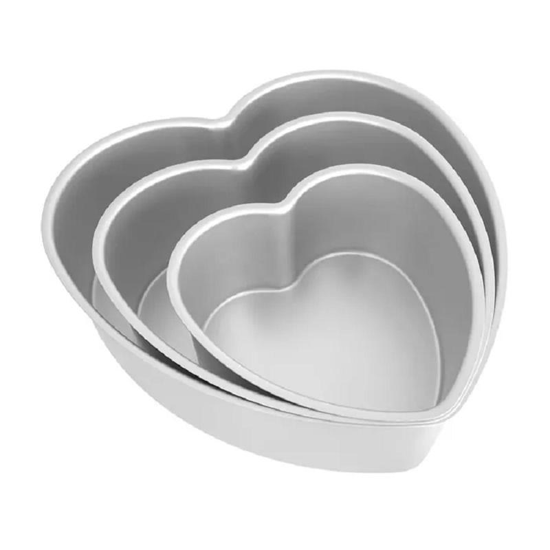 Heart Shaped Cake Pan Set - 4 Inch & 6 Inch Aluminum With Removable Bottom