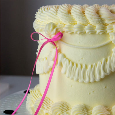 Ribbon bow toppers for Vintage style cakes 8 pack Pink