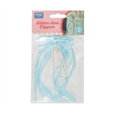 Ribbon bow toppers for Vintage style cakes 8 pack Blue