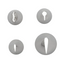 4 metal piping nozzles shown end on, to show the shapes