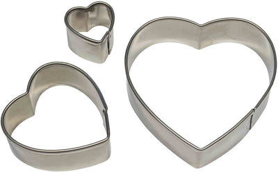 Stainless steel set of 3 mini cutters HEARTS