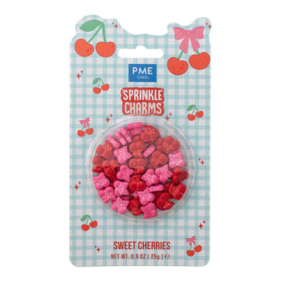 Packaged PME Sprinkle Charms Sweet Cherries with cherry design on a checkered background