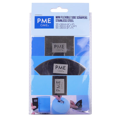 Set of three metal scrapers in their sealed package by PME