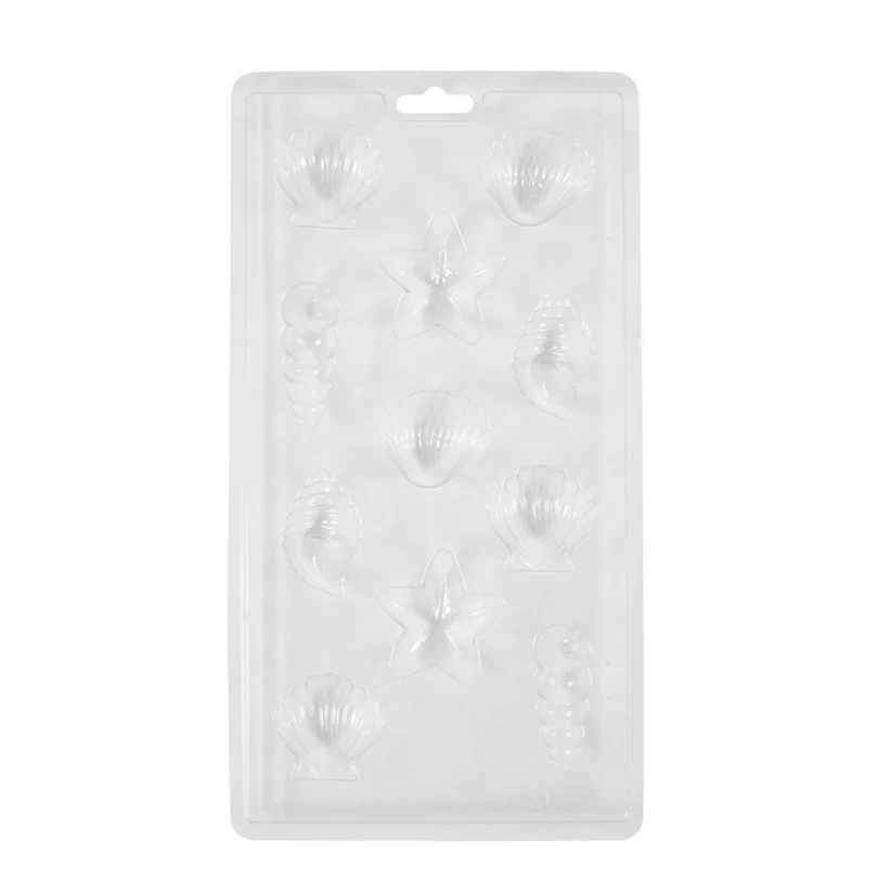 clear chocolate mould with seashell shapes