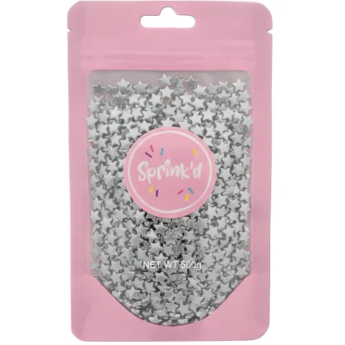 Silver star sprinkles retail packaging 500g