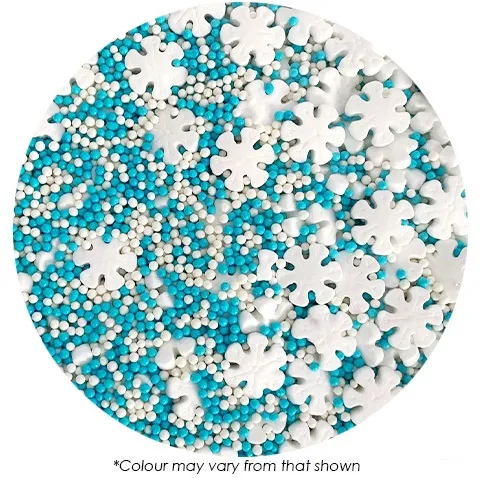 Sprinkle Medley Snowflakes with blue and white