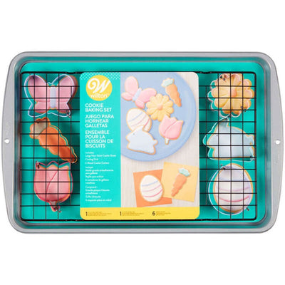 Easter or Spring Cookie cutter set with baking tray and cooling rack gride