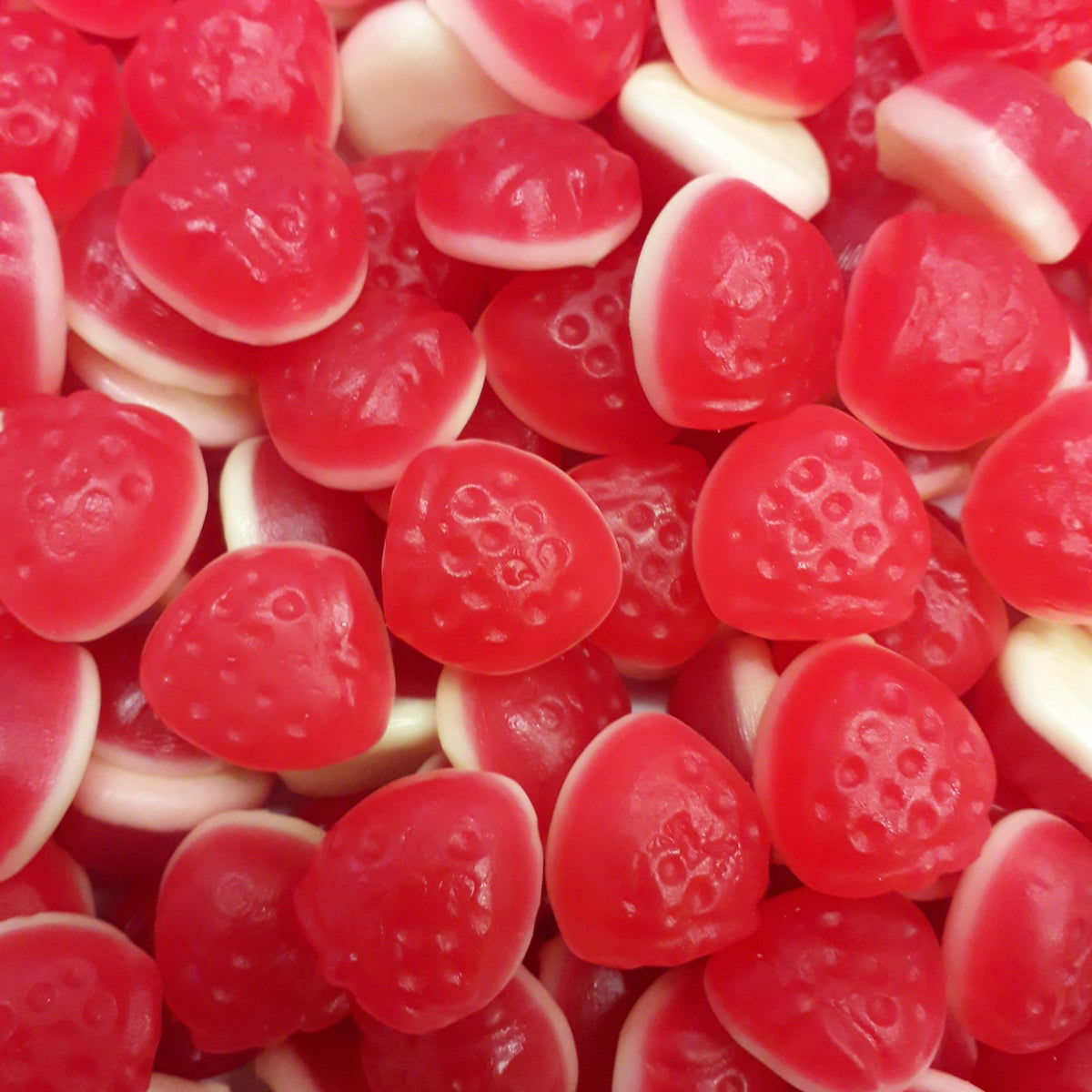 Strawberries and cream gummy candy lollies