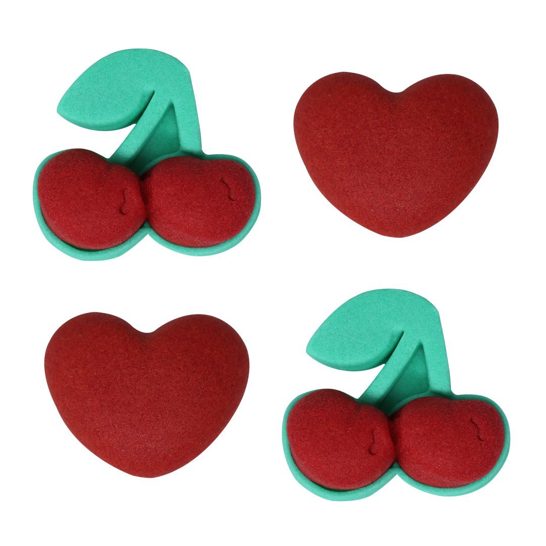 Edible Sugar Decorations Mon Cheri Hearts & Cherries 12pk