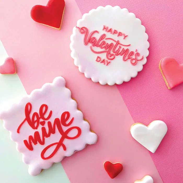 Pink Valentines day themed cookies