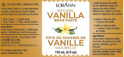 LorAnn Vanilla Bean Paste label with vanilla bean illustration and text.