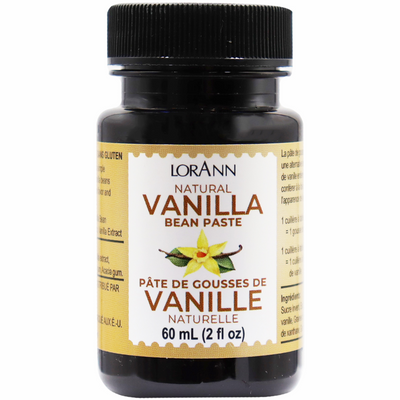 Bottle of LorAnn Natural Vanilla Bean Paste on a white background