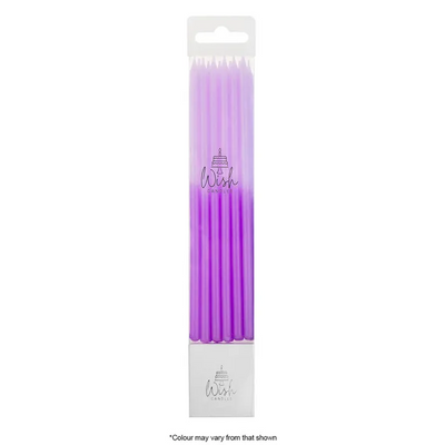 Tall 14.5cm candles Lilac Purple Block colour Pack of 12
