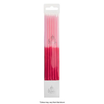 Tall 14.5cm candles Pink & Red Block colour Pack of 12