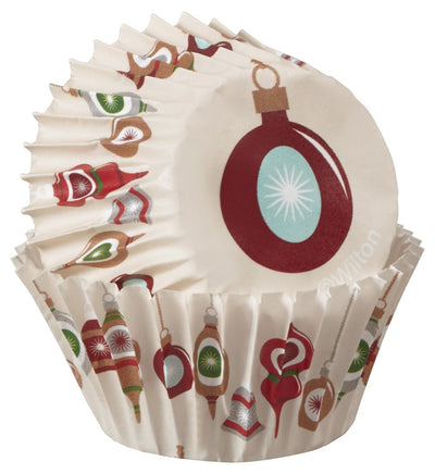 Christmas bauble decorations mini baking cups cupcake papers (100 pack)