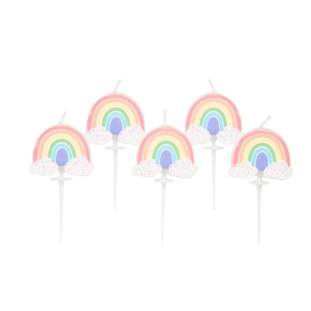 Pastel rainbow set of 5 pick candles