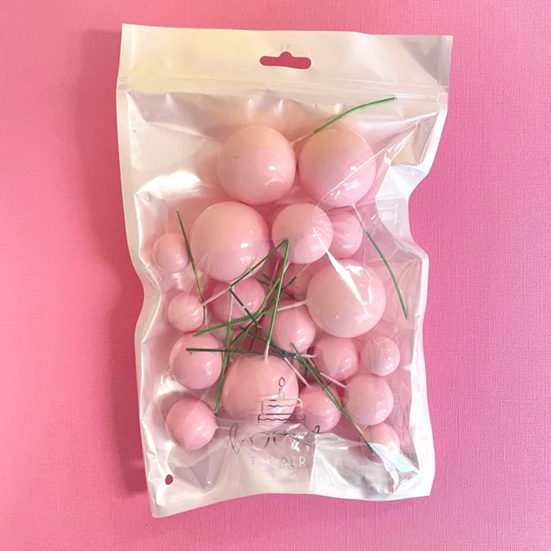 Baby Pink foam ball deco toppers 20 pieces