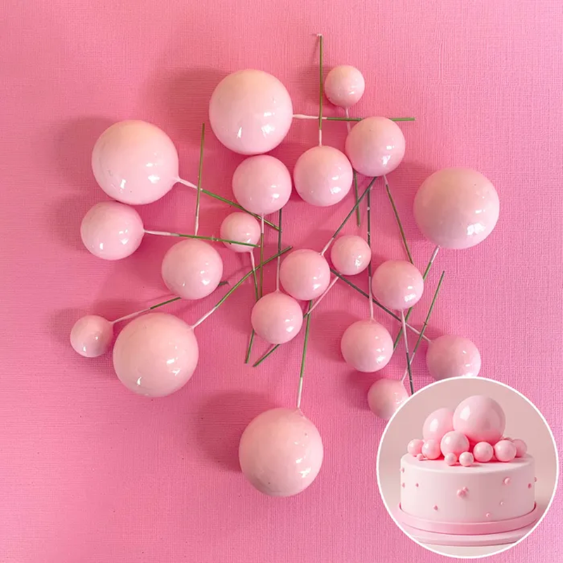 Baby Pink foam ball deco toppers 20 pieces