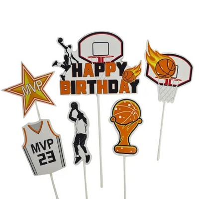 Basket ball cake topper set