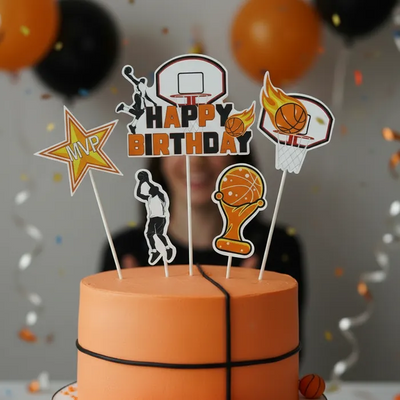 Basket ball cake topper set