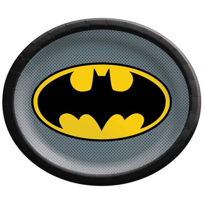 Batman party Oval shaped Bat logo plates Pack of 8