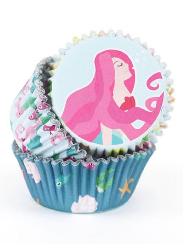 Mermaid and seashell foil lined cupcake papers