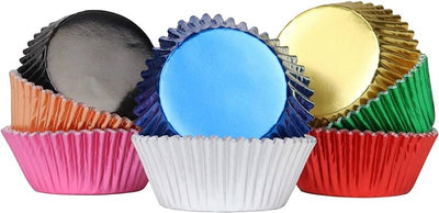 Metallic foil multi colours cupcake papers by PME 100 pack