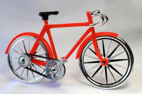 Plastic bicycle cake topper RED