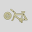 A pale yellow plastic bicycle gumpaste icing cutter with a matching wheel piece, shown on a solid light gray background.