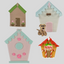 fondant small bird and dog houses