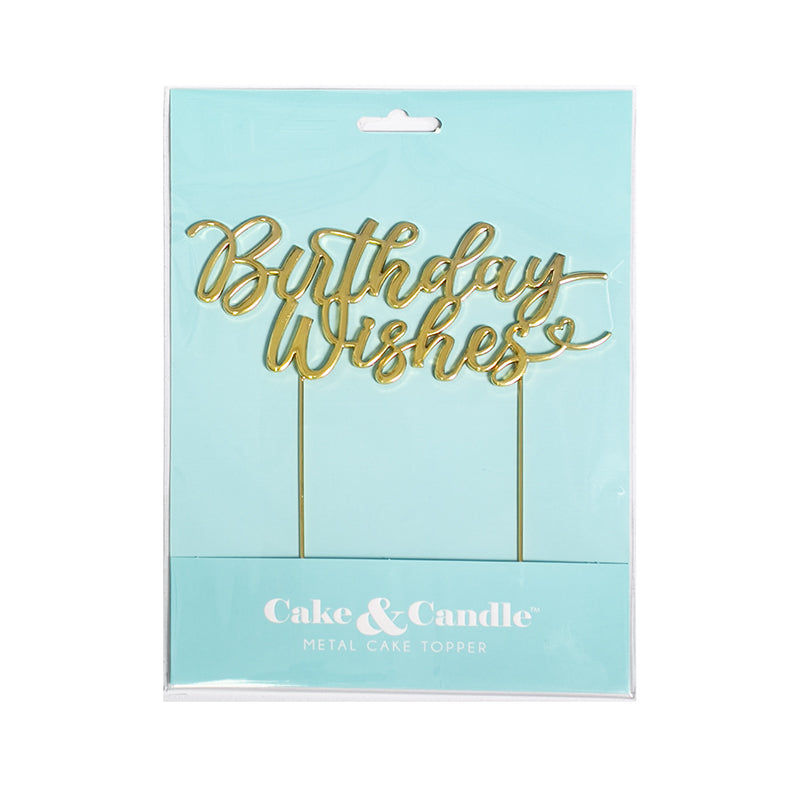 Birthday Wishes Gold metal cake topper