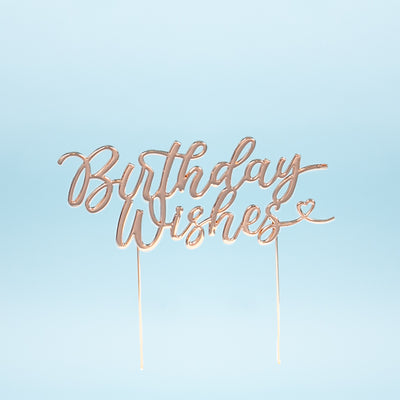 Birthday Wishes Rose Gold metal cake topper