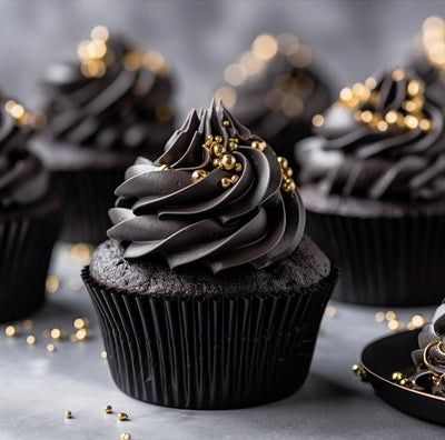 Foil baking cups Black 50mm x 35mm (50) cupcake papers