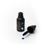 Black bottle of Sprinks gel color with dropper on a white background