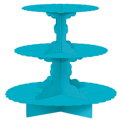 3 TIER CUPCAKE TREAT STAND Caribbean blue