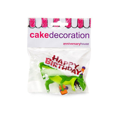 Dinosaur Resin Cake Topper & Red Happy Birthday Motto