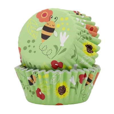 Bumble Bees & Flowers foiled lined standard cupcake papers