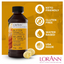 LorAnn Butter Vanilla Bakery Emulsion bottle with product features on a yellow background