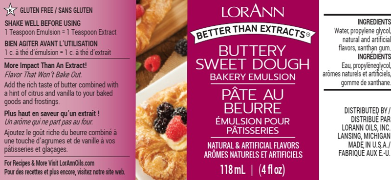 LorAnn Buttery Sweet Dough Bakery Emulsion information label.