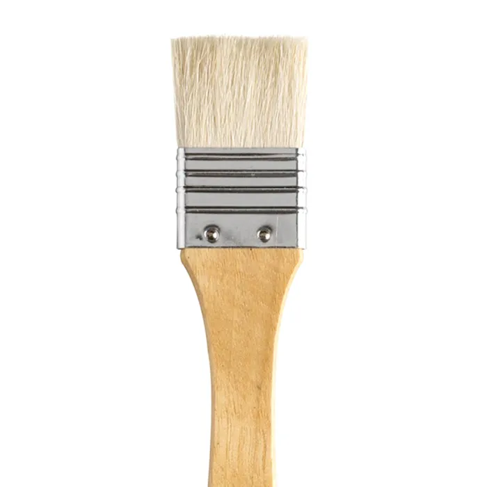 large wide flat brush with wooden handle