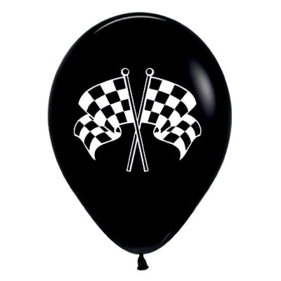 Black and white checkered flag racing car balloons