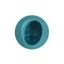 A teal blue circular silicone mold with a recessed oval face design, shown on a plain white background.