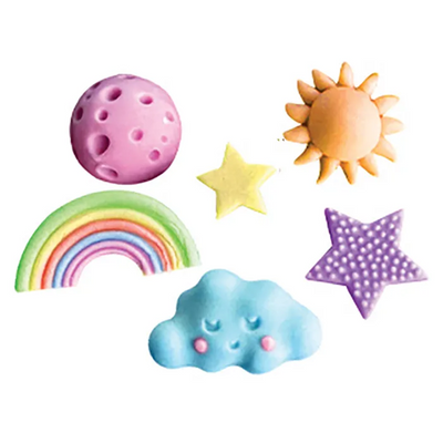 Outer Space clouds rainbow planet and stars silicone mould