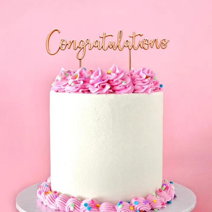 Rose Gold METAL CAKE TOPPER CONGRATULATIONS