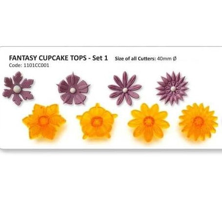 Fantasy flower cutter Set 1, photo shows cutters and example of finished flowers, cutters sold separately